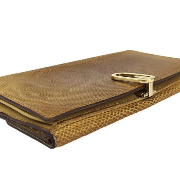 GUCCI wallet Lizard beige leather Auth Used L3510 - Picture 8 of 9